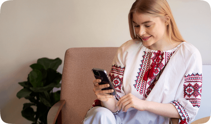 Woman taking health test at home