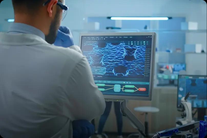 doctor looking at scan monitor